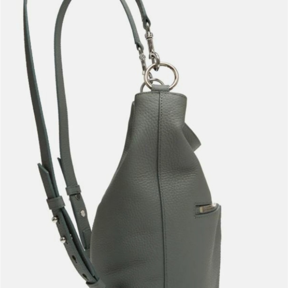 ALLSAINTS FETCH SMALL LEATHER CONVERTIBLE BACKPACK Olive Green - Picture 7 of 7